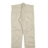 DICKIES Mens Slim Beige Cotton Blend Trousers W28 L30 Workwear Zip Closure