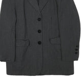 VIP Womens Grey & Black Button Jacket S Acetate Plain Classic Tailored Elegant