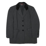 VIP Womens Grey & Black Button Jacket S Acetate Plain Classic Tailored Elegant