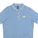 REPLAY Mens Blue Short Sleeve Polo Shirt M Cotton Blend Casual Summer