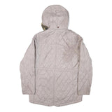 BARBOUR INTERNATIONAL Womens Grey Quilted Hooded Jacket M Polyester Blend Zip