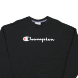 CHAMPION Mens Black Crew Neck L Sweatshirt Cotton Blend Logo Classic