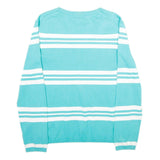 TOMMY HILFIGER Womens Blue & White Patterned V-Neck Basic Knit Jumper L Cotton