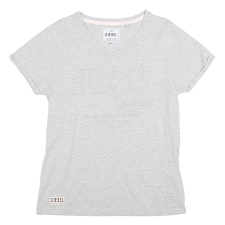 DIESEL Womens Grey XL Casual T-Shirt Short Sleeve Crew Neck Cotton Blend