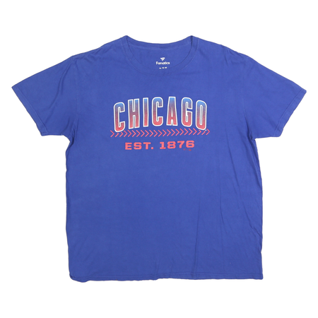 FANATICS Mens Blue Chicago Graphic T-Shirt XL Short Sleeve Crew Neck Cotton