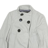 ZARA Womens Grey Button Jacket XS Cotton Blend Classic Stylish Coat Outerwear