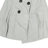 ZARA Womens Grey Button Jacket XS Cotton Blend Classic Stylish Coat Outerwear