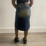 Roy Rogers Midi Denim Skirt - 31W UK 12 Blue Cotton