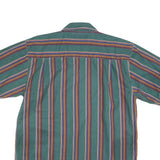 WORLD ISLAND Mens Green & Brown Striped Casual Shirt L Cotton Blend
