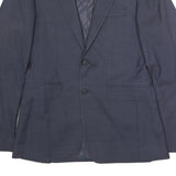 BURBERRY Mens Navy Blue Wool Blazer Jacket S Woven Button Classic Tailored