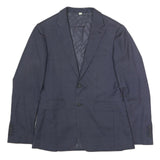 BURBERRY Mens Navy Blue Wool Blazer Jacket S Woven Button Classic Tailored