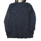 LEVI'S Womens Navy Blue Sherpa Lined Zip Jacket M Polyester Blend Hooded Casual