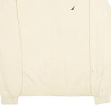 NAUTICA Mens Cream Jumper Plain Crew Neck Basic Knit L Cotton Casual Wear