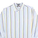 TOMMY HILFIGER Mens Blue & Yellow Striped Shirt L Casual Cotton Long Sleeve