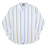 TOMMY HILFIGER Mens Blue & Yellow Striped Shirt L Casual Cotton Long Sleeve