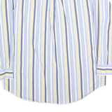 TOMMY HILFIGER Mens Blue & Yellow Striped Shirt L Casual Cotton Long Sleeve