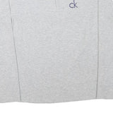 CALVIN KLEIN Womens Grey Henley T-Shirt XL Long Sleeve Round Neck Cotton Blend