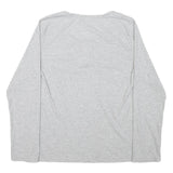 CALVIN KLEIN Womens Grey Henley T-Shirt XL Long Sleeve Round Neck Cotton Blend