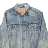 LEVI'S Mens Blue Denim Jacket L Cotton Blend Button Closure Classic
