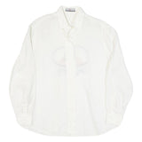 EMANUEL SCHIVLI Mens White Linen Shirt M Daffy Duck Embroidered Graphic