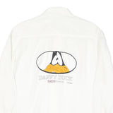EMANUEL SCHIVLI Mens White Linen Shirt M Daffy Duck Embroidered Graphic