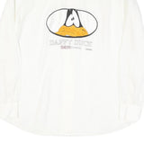 EMANUEL SCHIVLI Mens White Linen Shirt M Daffy Duck Embroidered Graphic