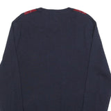 BANANA REPUBLIC Mens Navy Blue Red Grey Argyle Wool Patterned V-Neck Jumper M