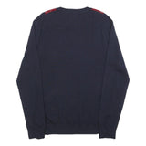 BANANA REPUBLIC Mens Navy Blue Red Grey Argyle Wool Patterned V-Neck Jumper M
