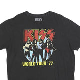 KISS Womens Black Red Graphic T-Shirt XL Short Sleeve Crew Neck Rock Band