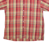 NAUTICA Mens Red Beige Plaid Shirt XL Cotton Blend Casual Short Sleeve