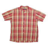 NAUTICA Mens Red Beige Plaid Shirt XL Cotton Blend Casual Short Sleeve