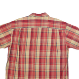 NAUTICA Mens Red Beige Plaid Shirt XL Cotton Blend Casual Short Sleeve