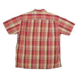 NAUTICA Mens Red Beige Plaid Shirt XL Cotton Blend Casual Short Sleeve