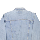 Mens Blue Denim Jacket L Cotton Blend Classic Fit Button Closure Long Sleeve
