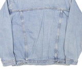 Mens Blue Denim Jacket L Cotton Blend Classic Fit Button Closure Long Sleeve