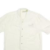 CUBAVERA Mens White Casual Shirt M Cotton Button Front Short Sleeve Summer