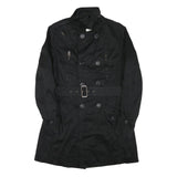 DIESEL Womens Black Military Jacket S Cotton Blend Button Front Stylish