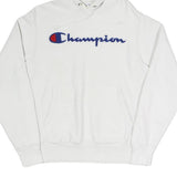 CHAMPION REVERSE WEAVE Mens White Hoodie S Classic Logo Pullover Cotton Blend