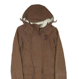 TOMMY HILFIGER Womens Brown & Purple Cotton Blend Hooded Jacket S Outerwear