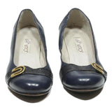 VITO Womens Leather Navy Blue Court Shoes UK 5 Stylish Comfortable Heel