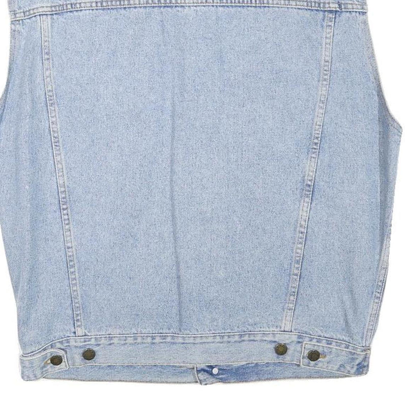 PUEBLO Mens Blue Light Denim Button Jacket M Cotton Blend Sleeveless Casual