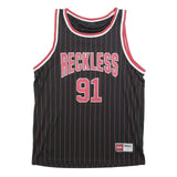 FSBN Mens Black & Red Sporty Sleeveless Jersey M Crew Neck Basketball Vest