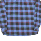 Mens Blue Black Check Shirt L Cotton Long Sleeve Casual Button Pocket