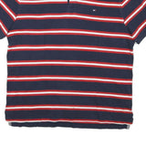 TOMMY HILFIGER Mens Blue Red & White Stripe Short Sleeve Polo Shirt M Cotton