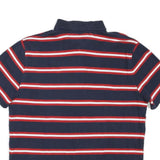 TOMMY HILFIGER Mens Blue Red & White Stripe Short Sleeve Polo Shirt M Cotton