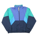 ROBERT SCOTT Mens Blue & Green Zip Jacket M Polyester Blend Colourblock Casual