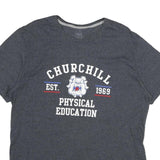 RUSSELL ATHLETIC Mens Grey Churchill Physical Education Graphic T-Shirt XL Short