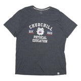 RUSSELL ATHLETIC Mens Grey Churchill Physical Education Graphic T-Shirt XL Short