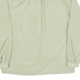 SAPHIR Womens Cream Satin Blouse Long Sleeve Button Neck S Elegant Lightweight