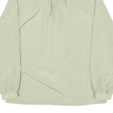 SAPHIR Womens Cream Satin Blouse Long Sleeve Button Neck S Elegant Lightweight